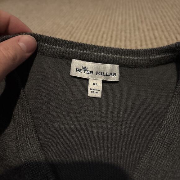 Peter Millar Sweater Mens XL Gray Cotton Cashmere Silk Blend Pullover Golf - Picture 6 of 9